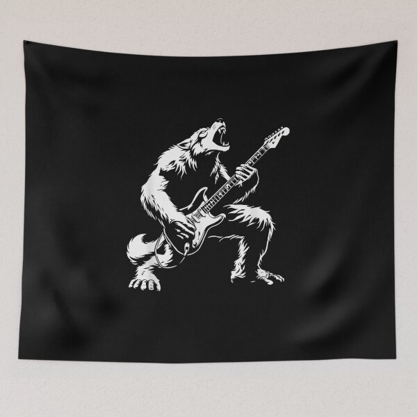 Item preview, wolf Playing Electric Guitar Rock Music designed and sold by salmzouriart.
