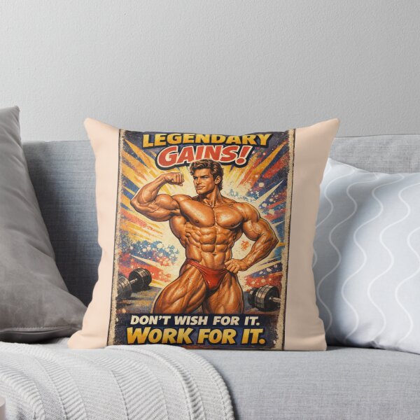 Item preview, Legendary Gains Vintage Male Bodybuilder Gym Poster designed and sold by JonelleTshirts.