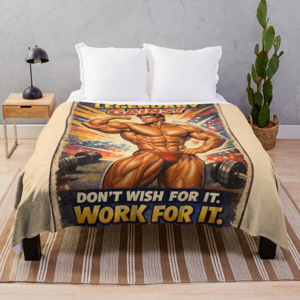 Item preview, Legendary Gains Vintage Male Bodybuilder Gym Poster designed and sold by JonelleTshirts.