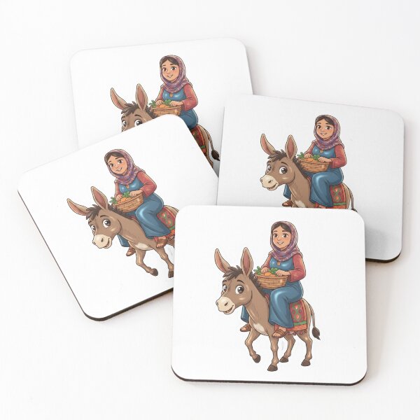 Item preview, Cute Village Girl on Donkey - Traditional Rural Sticker Art designed and sold by Fatomfatom.