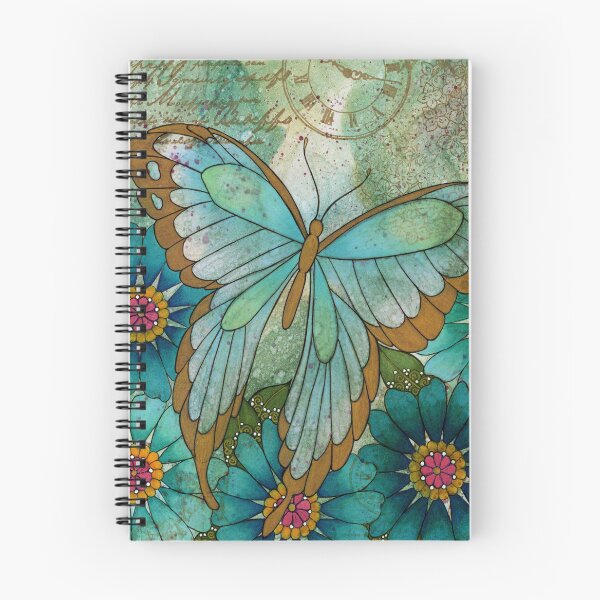 Item preview, Butterfly with Flowers on a mixed media background designed and sold by Kelly Ryan Rhoades.