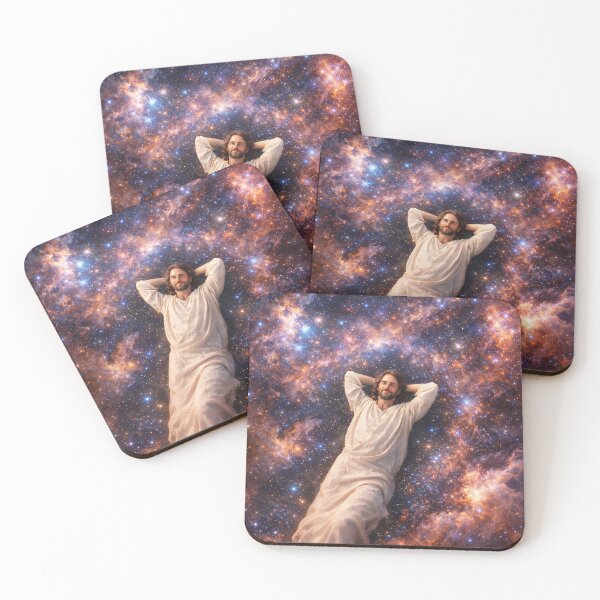 Item preview, Jesus-Inspired Figure Resting Among the Stars designed and sold by ImaginingNebulae.