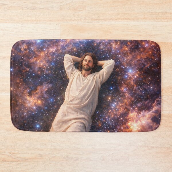 Item preview, Jesus-Inspired Figure Resting Among the Stars designed and sold by ImaginingNebulae.