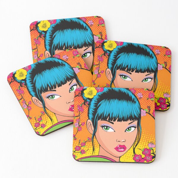 Item preview, Pop art woman illustration with Floral Background designed and sold by Artessie.