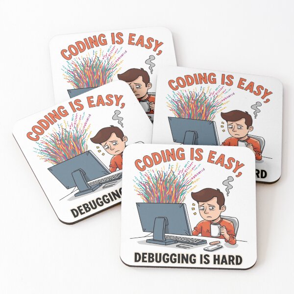 Item preview, Coding Is Easy Debugging Is Hard – Funny Programmer Humor Design designed and sold by Trendymindvibes.