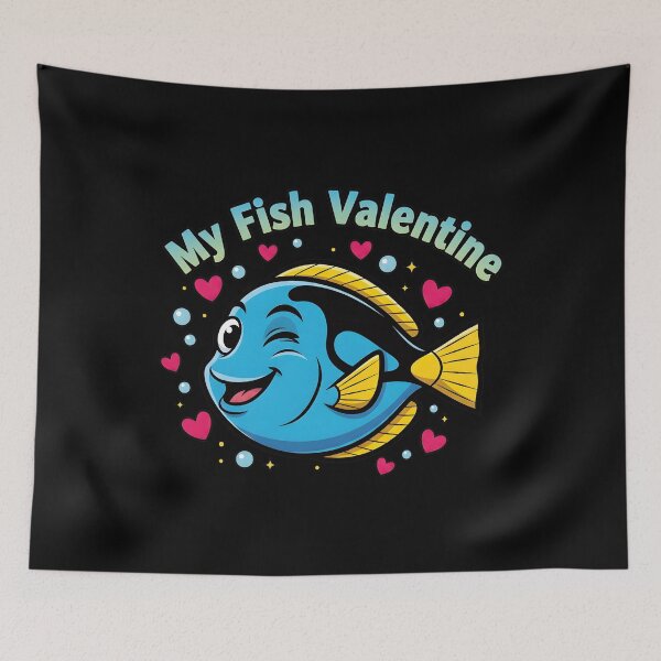 Item preview, My Fish Valentine Blue Tang Surgeonfish - Funny Saltwater Aquarium Art by TankTherapyArt designed and sold by TankTherapyArt.