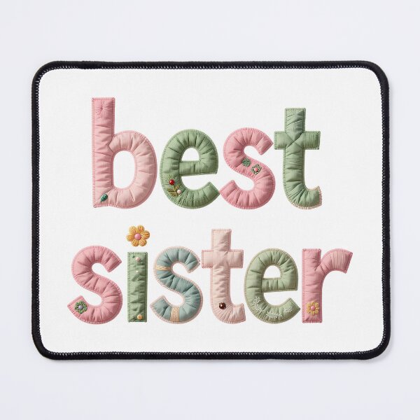 Item preview, BEST SISTER - IN PINK & GREEN FAUX LETTERING designed and sold by AlexOBrienArt.