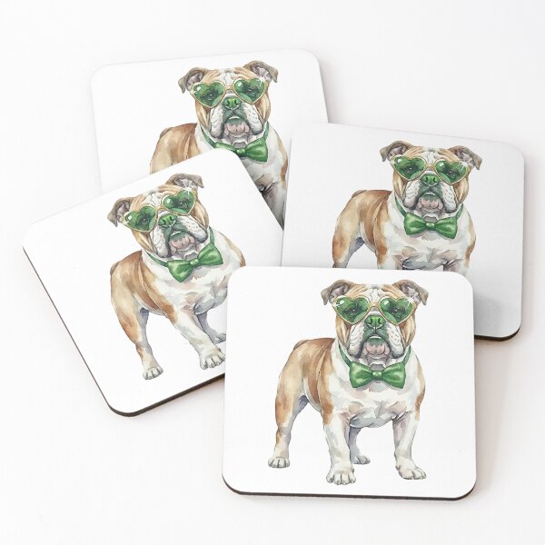 Item preview, English Bulldog St Patricks Day Cute Watercolor Painting Art designed and sold by EvrmoodCo.