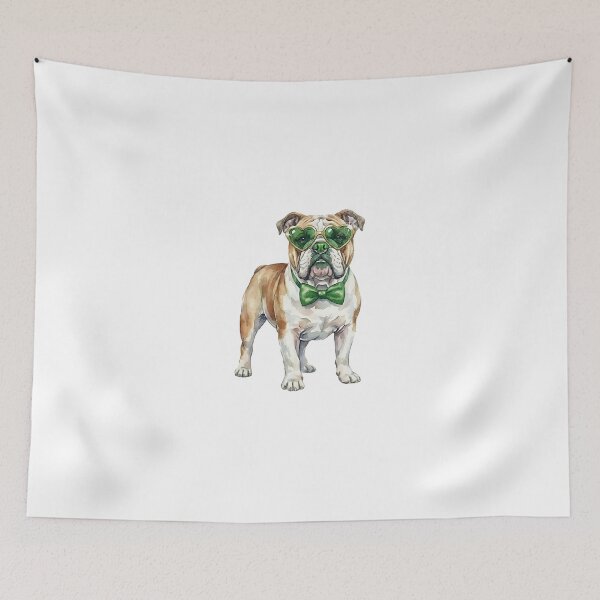 Item preview, English Bulldog St Patricks Day Cute Watercolor Painting Art designed and sold by EvrmoodCo.