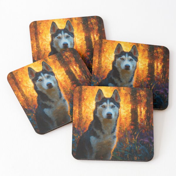 Item preview, Siberian Husky in a Sunset Forest designed and sold by willowroot24.