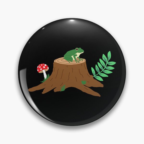 Item preview, Frog on a tree stump with a mushroom designed and sold by Jennifer Ladd.