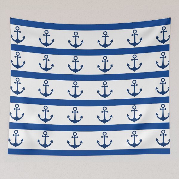 Item preview, Anchor Pattern with White and Blue Stripes – Nautical Style designed and sold by LMDIGITAL6.