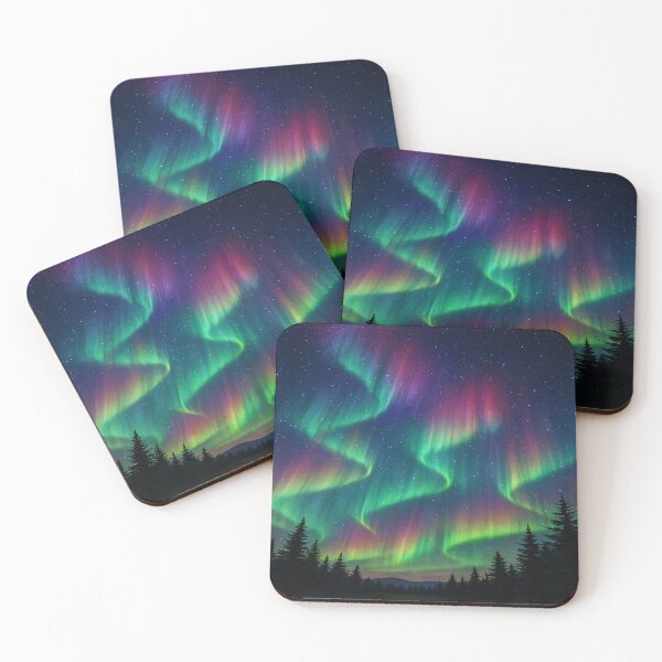 Item preview, Vibrant Northern Lights Over Forest – Aurora Borealis Nature Art designed and sold by nigejohn.