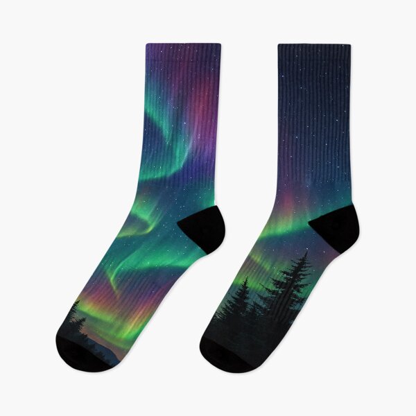 Item preview, Vibrant Northern Lights Over Forest – Aurora Borealis Nature Art designed and sold by nigejohn.