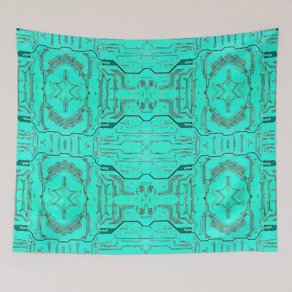 Item preview, Green symmetric electronic microcircuit pattern. designed and sold by IaroslavB.