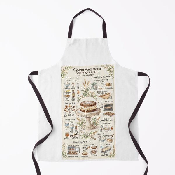 Item preview, Illustrated Recipe for Caramel Gingerbread Ice Cream Sandwich Cookies designed and sold by CharlieDesings.
