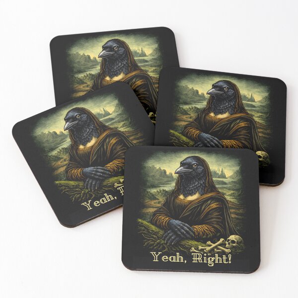 Item preview, Yeah, Right!  Feral Core - Judgemental, Sarcastic Crow Raven Mona Lisa designed and sold by MantixArt.