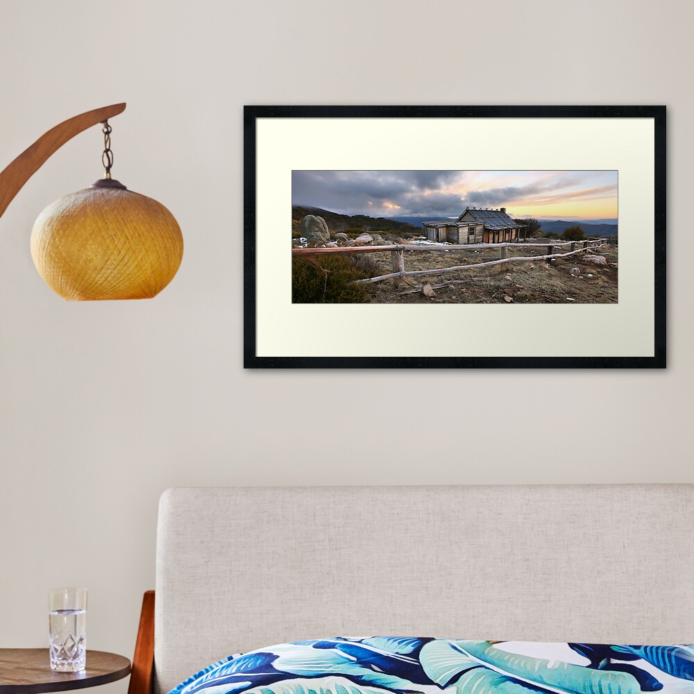Craig's Hut Winter Evening, Mt Stirling, Australia Framed Art Print