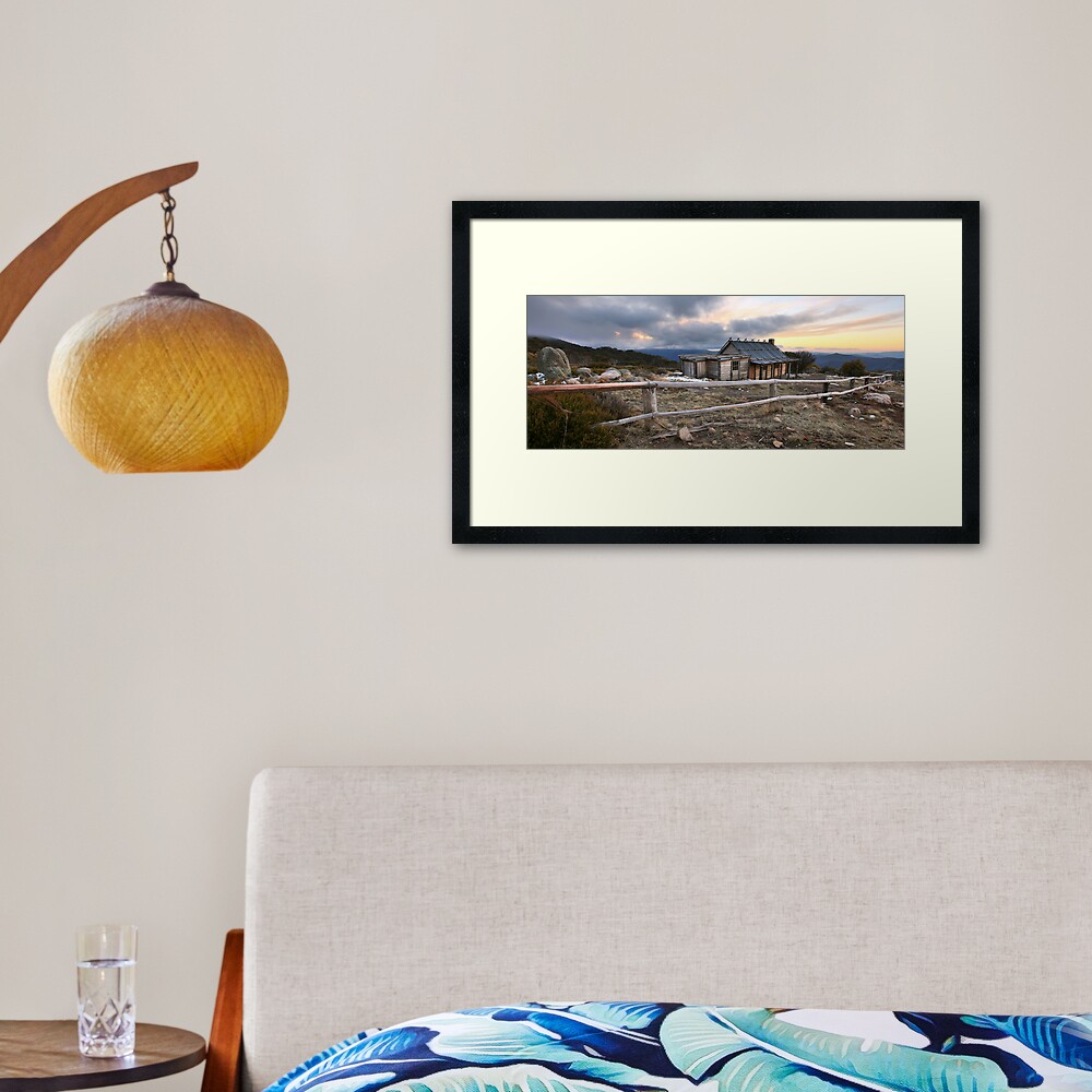 Craig's Hut Winter Evening, Mt Stirling, Australia Framed Art Print