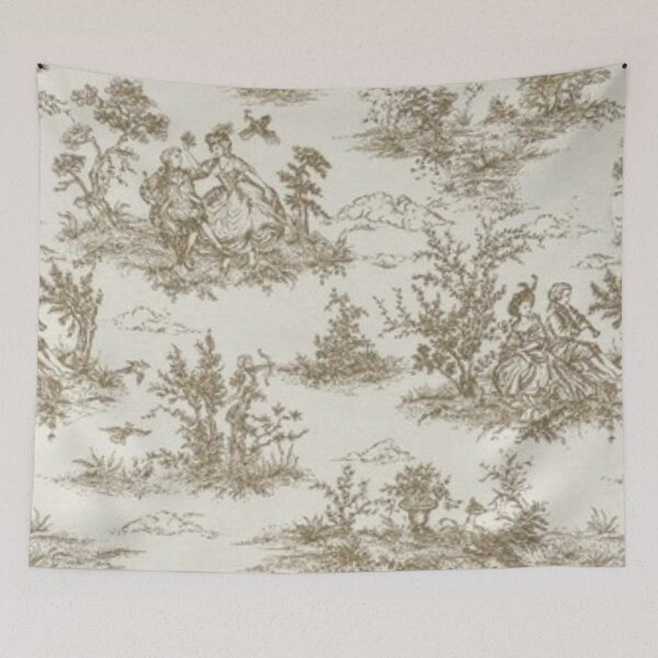 Item preview, Antique French Country Toile in Tan designed and sold by Kristina  Sale.