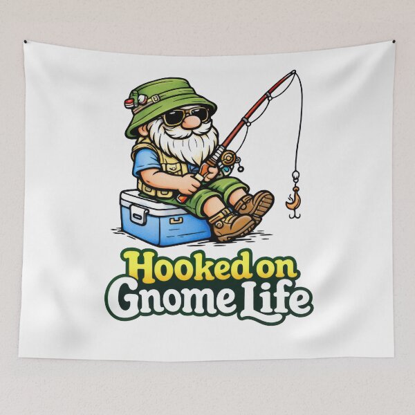 Item preview, Hooked on Gnome Life – Funny Fishing Gnome Cartoon Art designed and sold by Moriarty's Digital Visions.