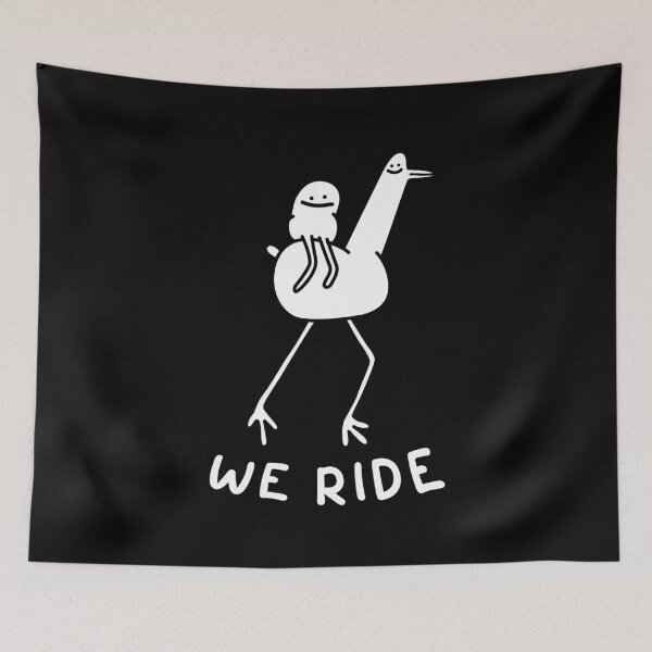 Item preview, We Ride - Duck like creature riding a mega horse goose designed and sold by Porky Roebuck.