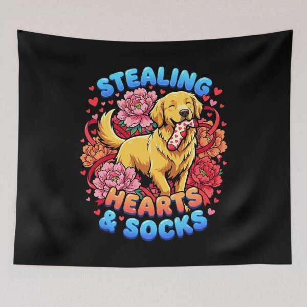 Item preview, Golden Retriever Stealing Socks Hearts   designed and sold by Tong4130.