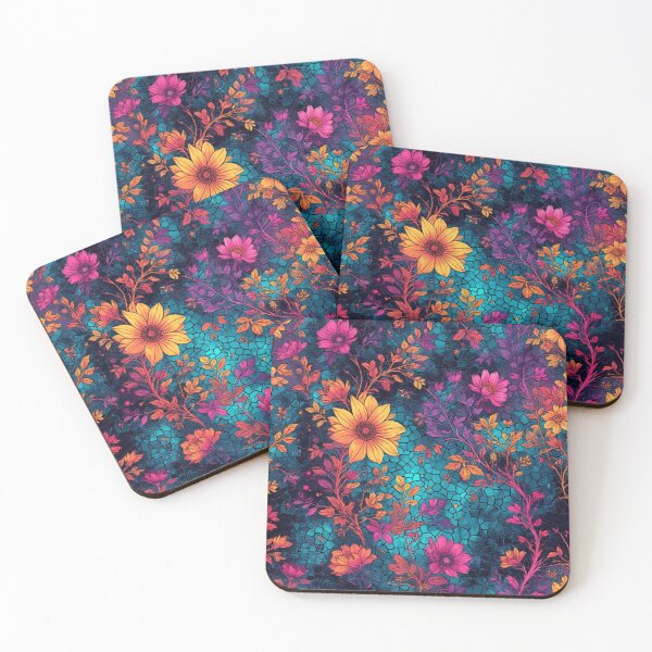 Item preview, Vibrant Floral Mosaic: A Colorful, Cracked Botanical Dreamscape designed and sold by Virtuals1.