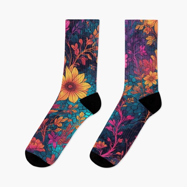Item preview, Vibrant Floral Mosaic: A Colorful, Cracked Botanical Dreamscape designed and sold by Virtuals1.