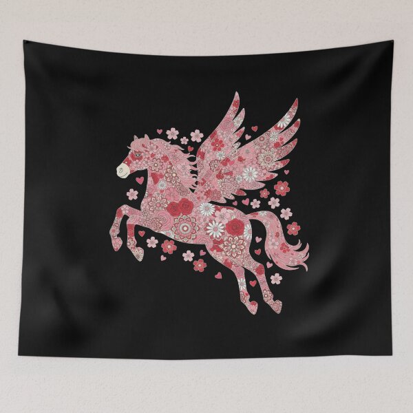 Item preview, Pegasus Floral Hearts Winged Horse Mythical Fantasy designed and sold by CORJIDOG-ART.