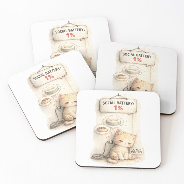 Item preview, Low Social Battery Funny Introvert Cat Charging designed and sold by DigitalMomy.