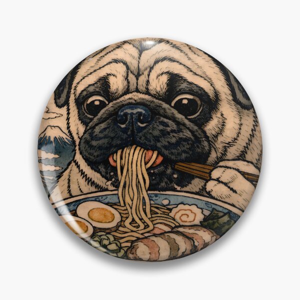 Item preview, Pug eating ramen designed and sold by ChimyandFunky.