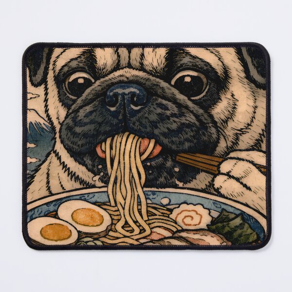 Item preview, Pug eating ramen designed and sold by ChimyandFunky.