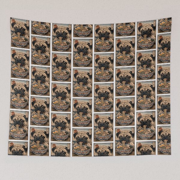 Item preview, Pug eating ramen designed and sold by ChimyandFunky.