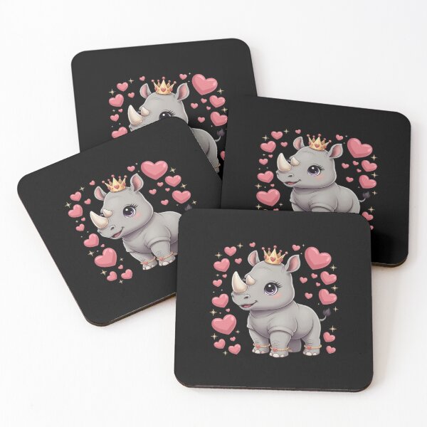 Item preview, Baby Rhino Princess Crown Hearts Wildlife Safari Animal designed and sold by CORJIDOG-ART.