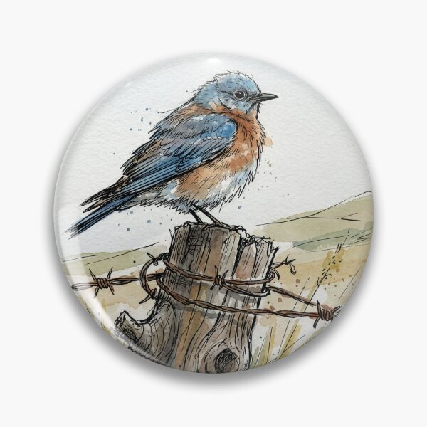 Item preview, Watercolor Bluebird on Fence Post designed and sold by Tridentulus.