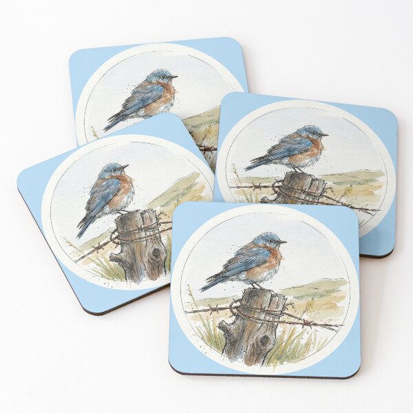 Item preview, Watercolor Bluebird on Fence Post designed and sold by Tridentulus.