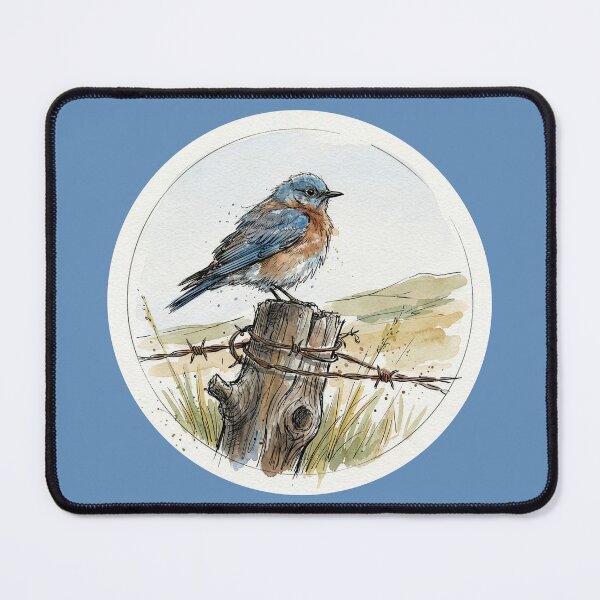Item preview, Watercolor Bluebird on Fence Post designed and sold by Tridentulus.