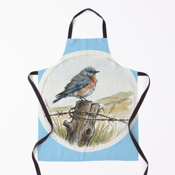 Artikelvorschau, Aquarell-Blauvogel auf Zaunpfosten entworfen und verkauft von Tridentulus.