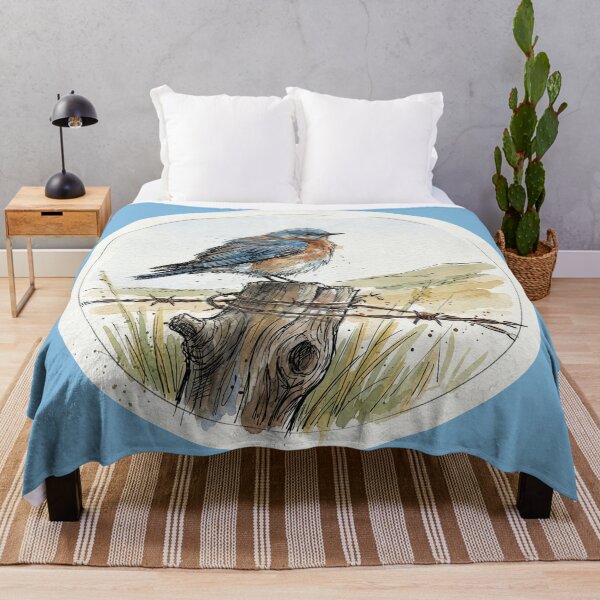 Item preview, Watercolor Bluebird on Fence Post designed and sold by Tridentulus.
