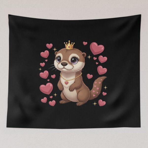 Item preview, Cute Otter Princess Hearts Animal Lover Valentine designed and sold by CORJIDOG-ART.