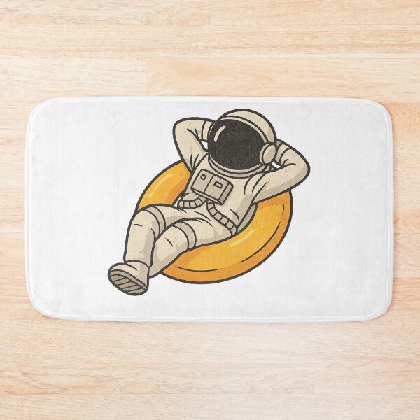 Item preview, Astronaut Floating on a Yellow Pool Float designed and sold by CosmicCutouts.