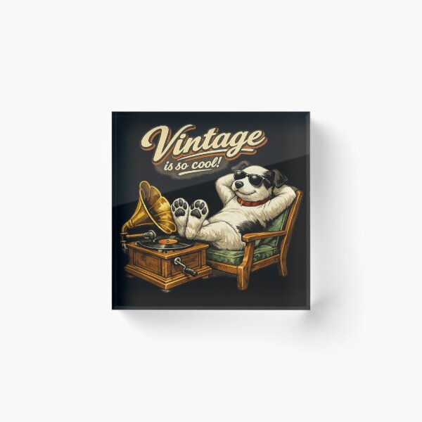 Item preview, Vintage Is So Cool! – Nipper Dog Relaxing with Gramophone Retro Illustration designed and sold by Item Geeks.