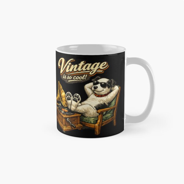 Item preview, Vintage Is So Cool! – Nipper Dog Relaxing with Gramophone Retro Illustration designed and sold by Item Geeks.