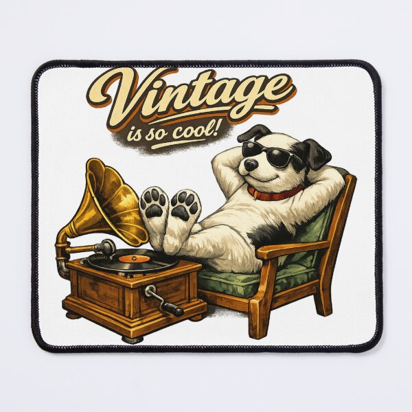 Item preview, Vintage Is So Cool! – Nipper Dog Relaxing with Gramophone Retro Illustration designed and sold by Item Geeks.