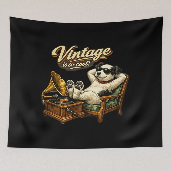 Item preview, Vintage Is So Cool! – Nipper Dog Relaxing with Gramophone Retro Illustration designed and sold by Item Geeks.