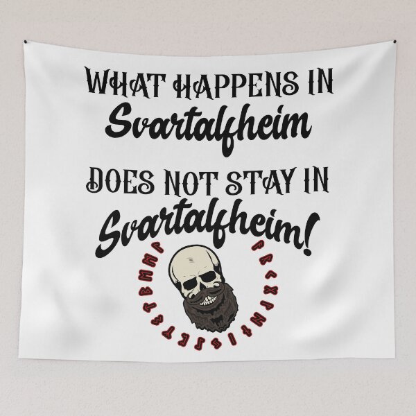 Item preview, What Happens in Svartalfheim Logo designed and sold by TheEpicAlec.
