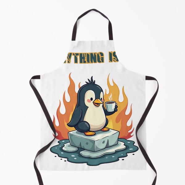 Item preview, Penguin Drinking Coffee in Fire - Anti Ice minnesota designed and sold by The Grumpy Pet Club.