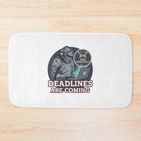 Item preview, Deadlines Are Coming Medieval Knight Office Parody Sticker designed and sold by ND-Culture.