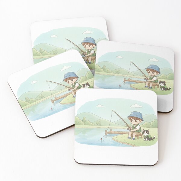 Item preview, Boy and Gentleman Cat Fishing Together designed and sold by Sweet Moments.